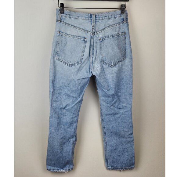 Agolde Riley High Rise Button Fly Distressed Straight Crop Jeans sz 27 - Picture 2 of 12